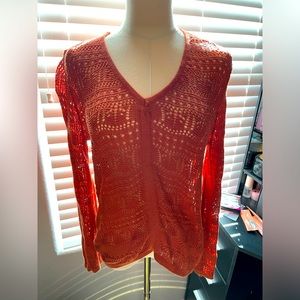 Orange crochet light sweater size large
